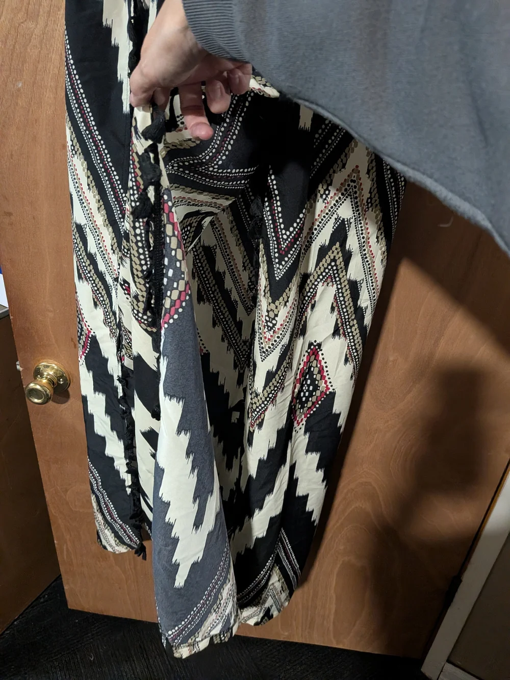 Black & Ivory Zigzag Midi Skirt